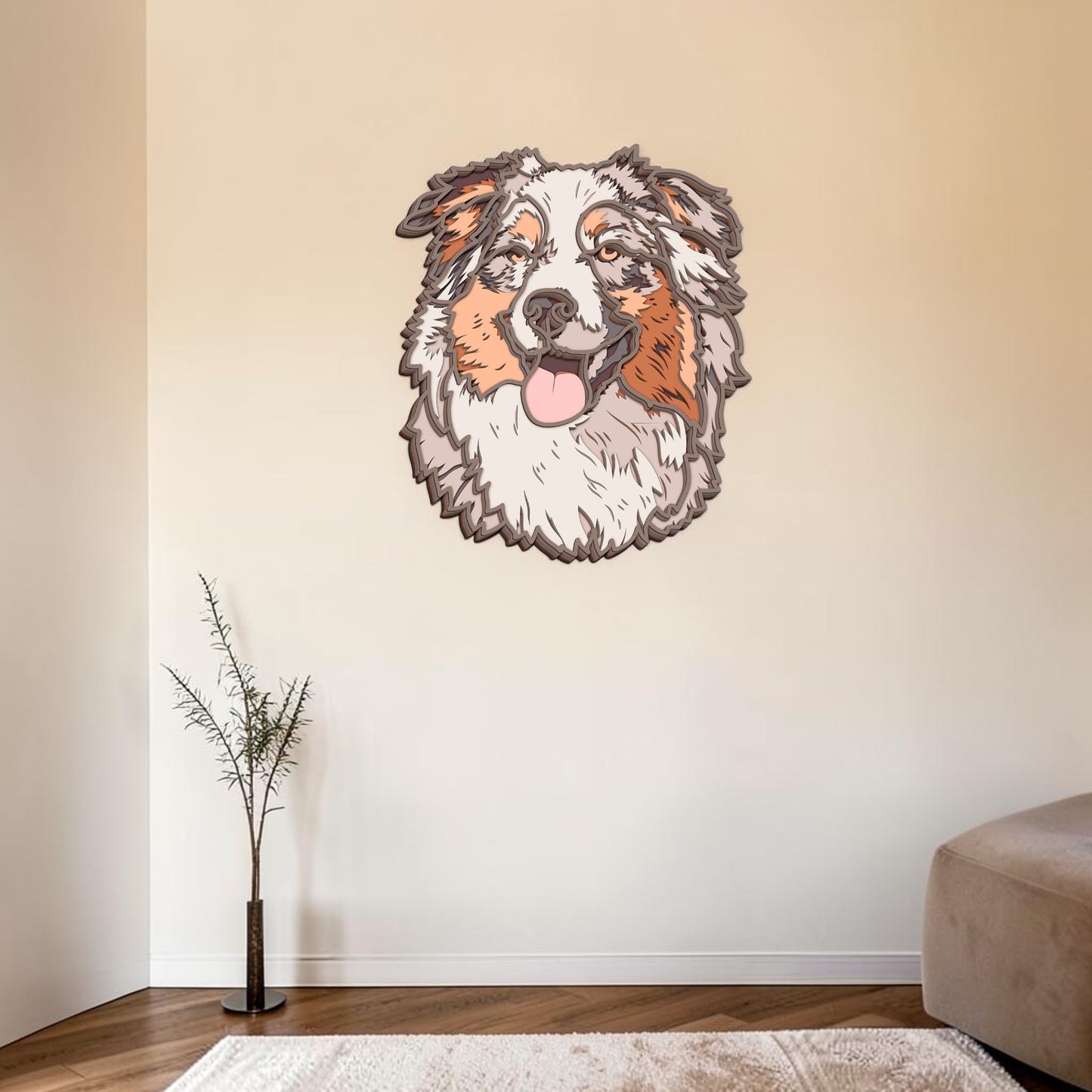 Australian Shepard wooden layered wallart