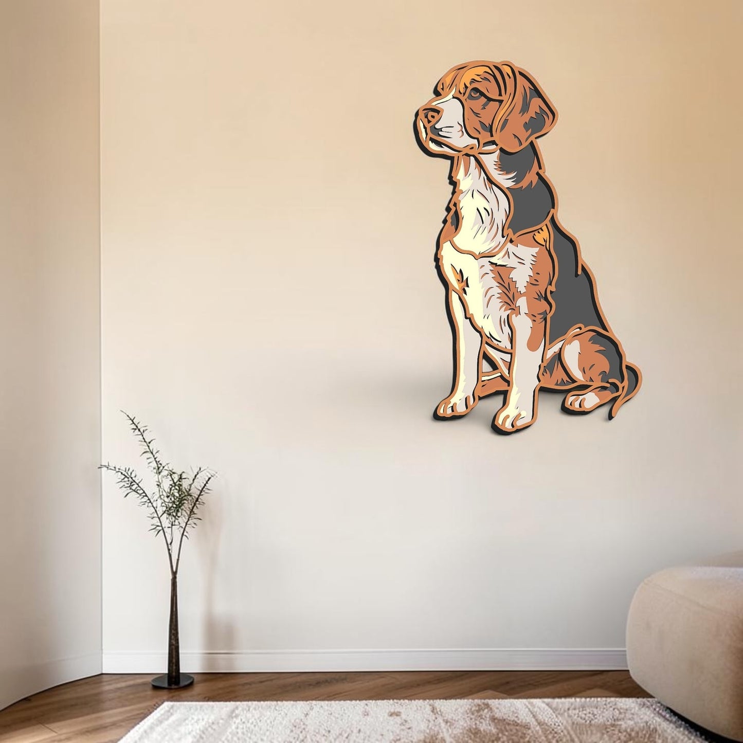 Beagle wooden layered wall art