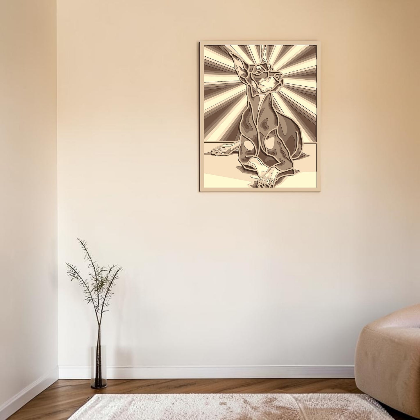Doberman with rays wooden layered wall art