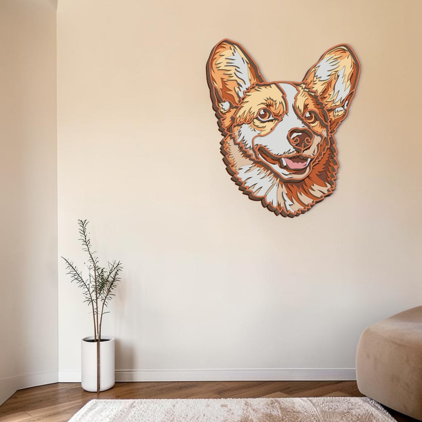 Corgi wooden layered wall art
