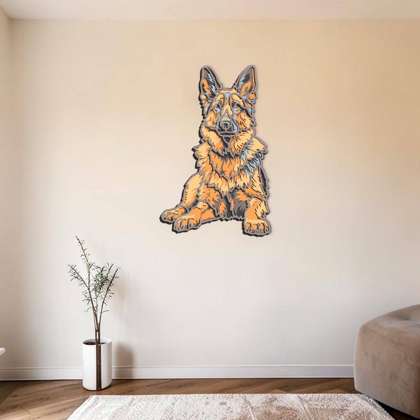 German Shepard layered wall art