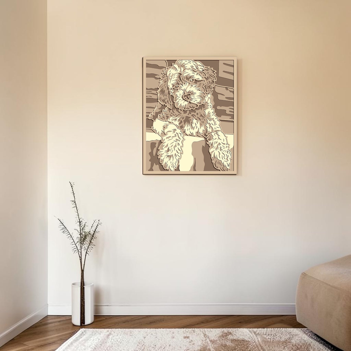 Golden doodle layered wall art