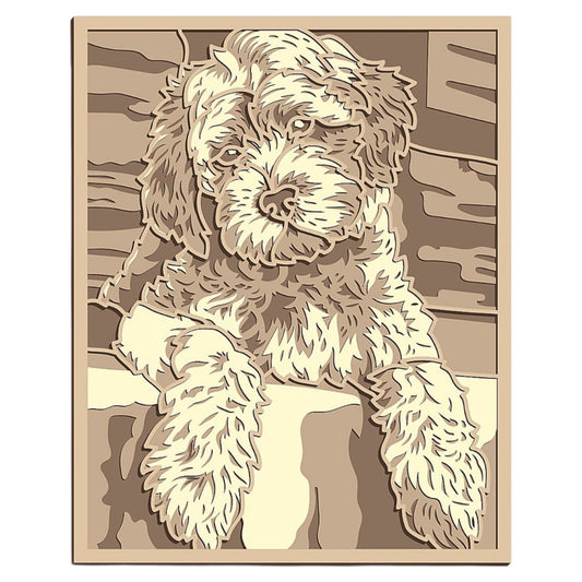 Golden doodle layered wall art