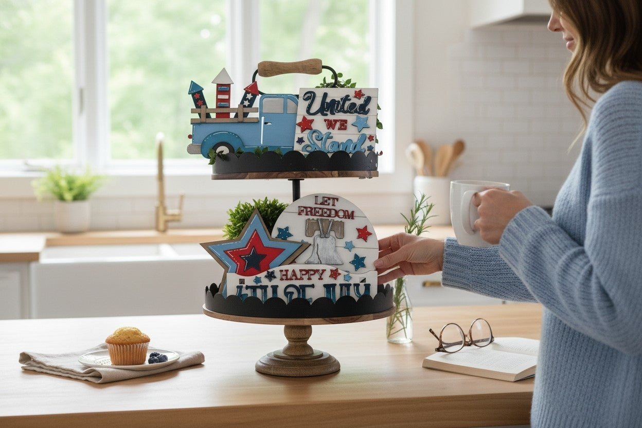 Happy 4th of july tiered decor