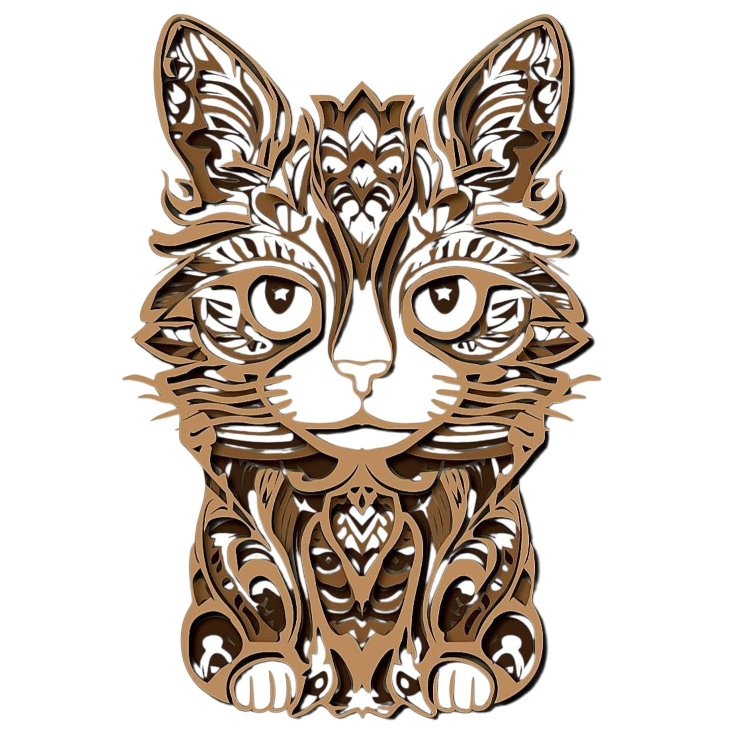 Mandala kitten wooden layered wall art