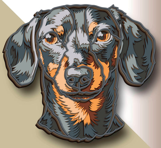 Dachshund wooden layered wall art