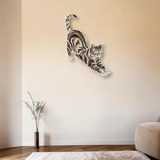 Striped stretch wooden layered wall art