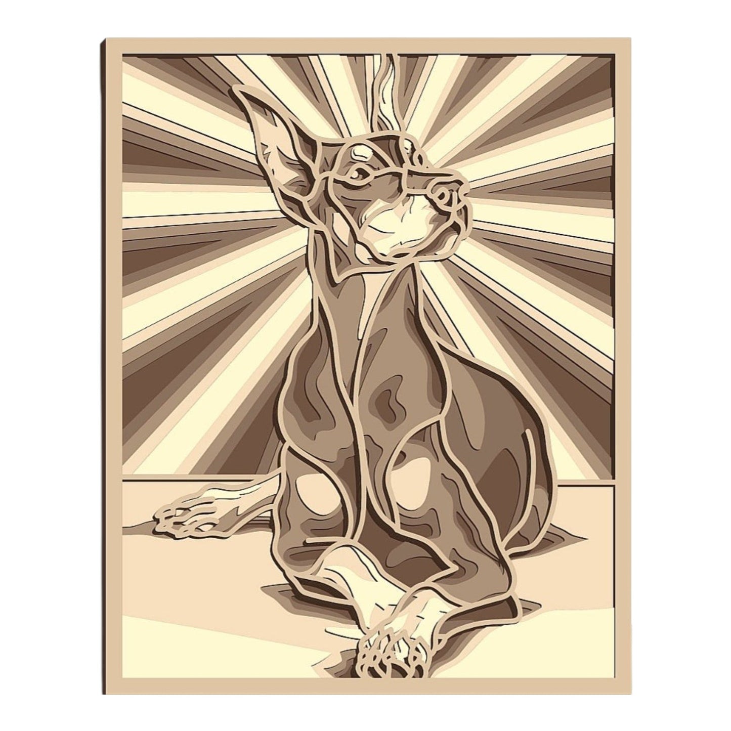 Doberman with rays wooden layered wall art