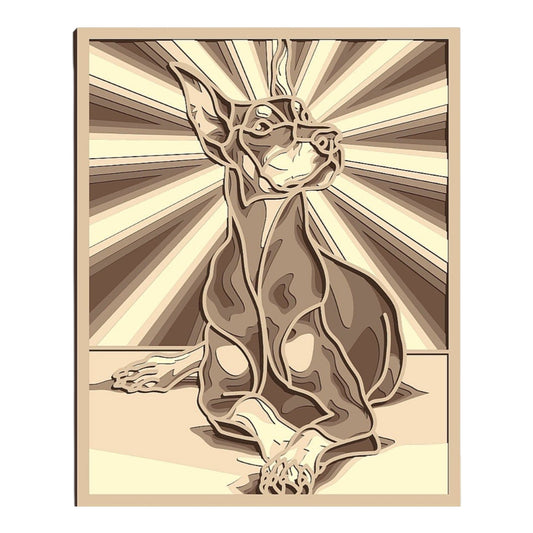 Doberman with rays wooden layered wall art