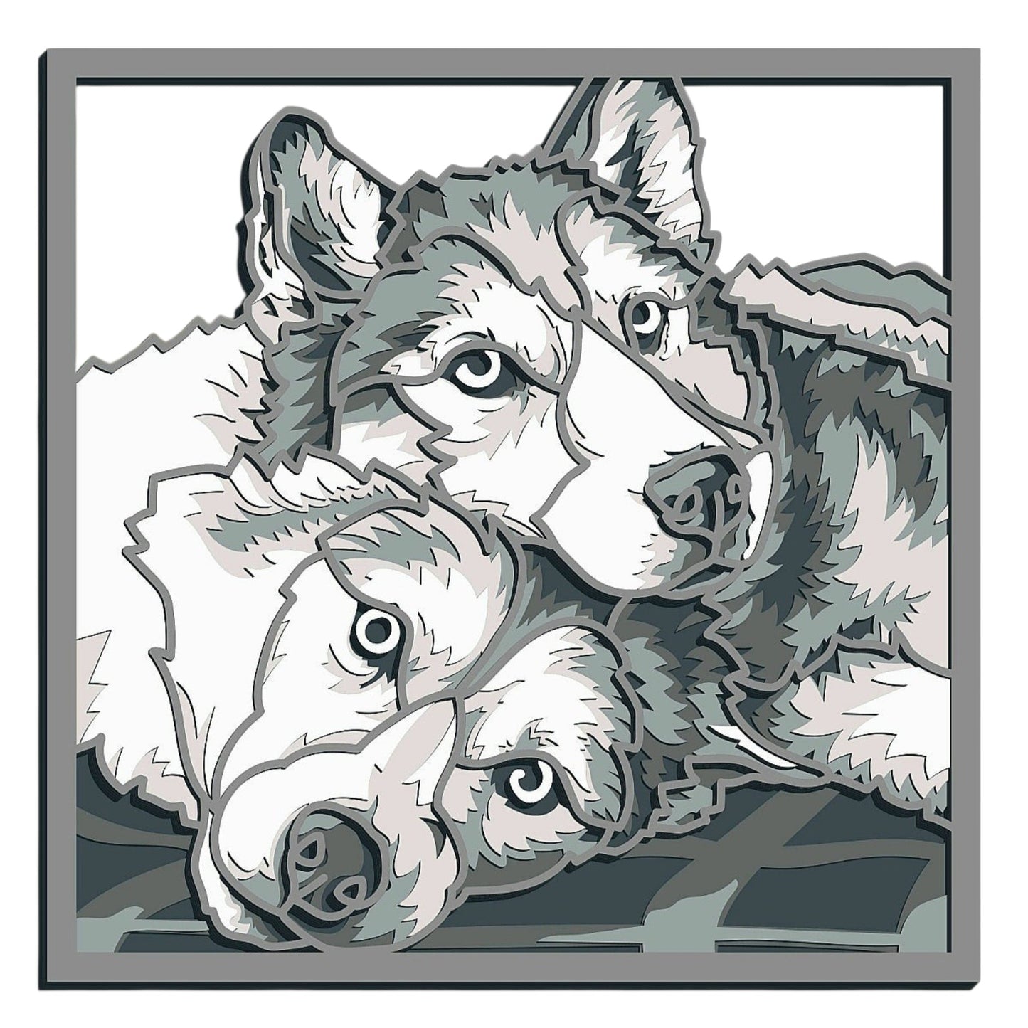Husky wooden layered wall art