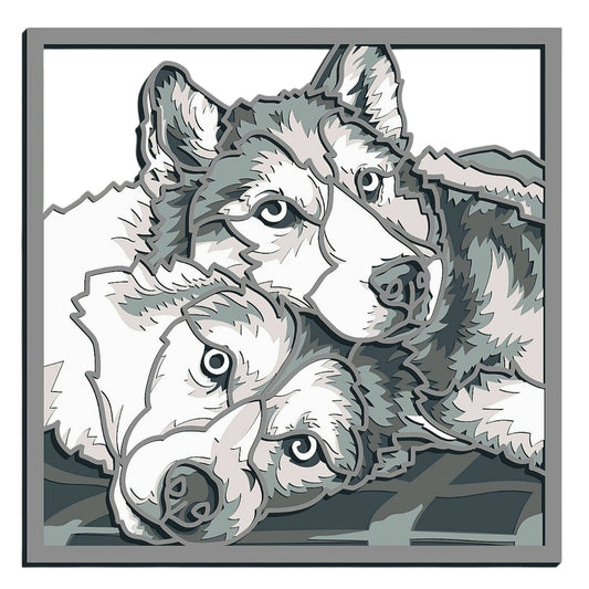 Husky wooden layered wall art