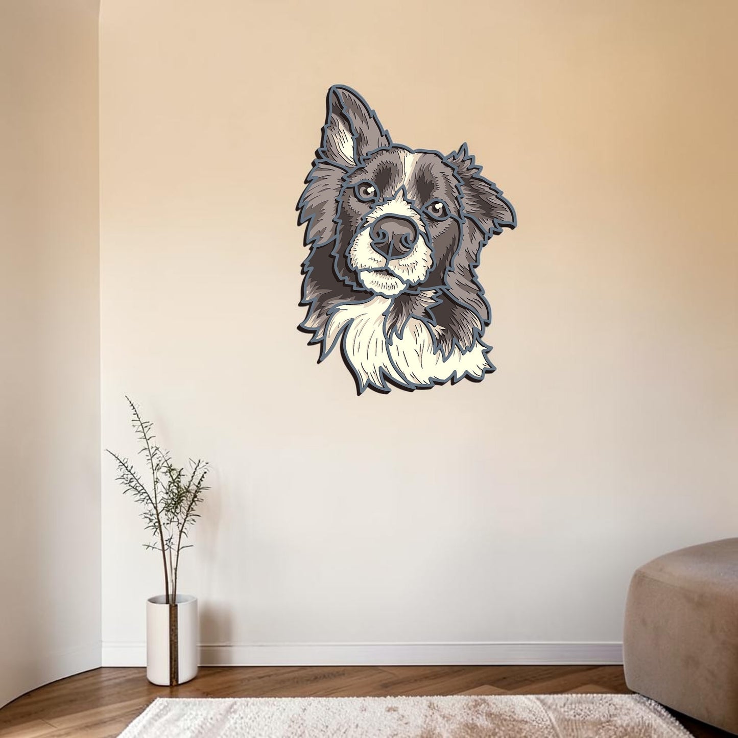 Boarder Collie wooden layered wall art