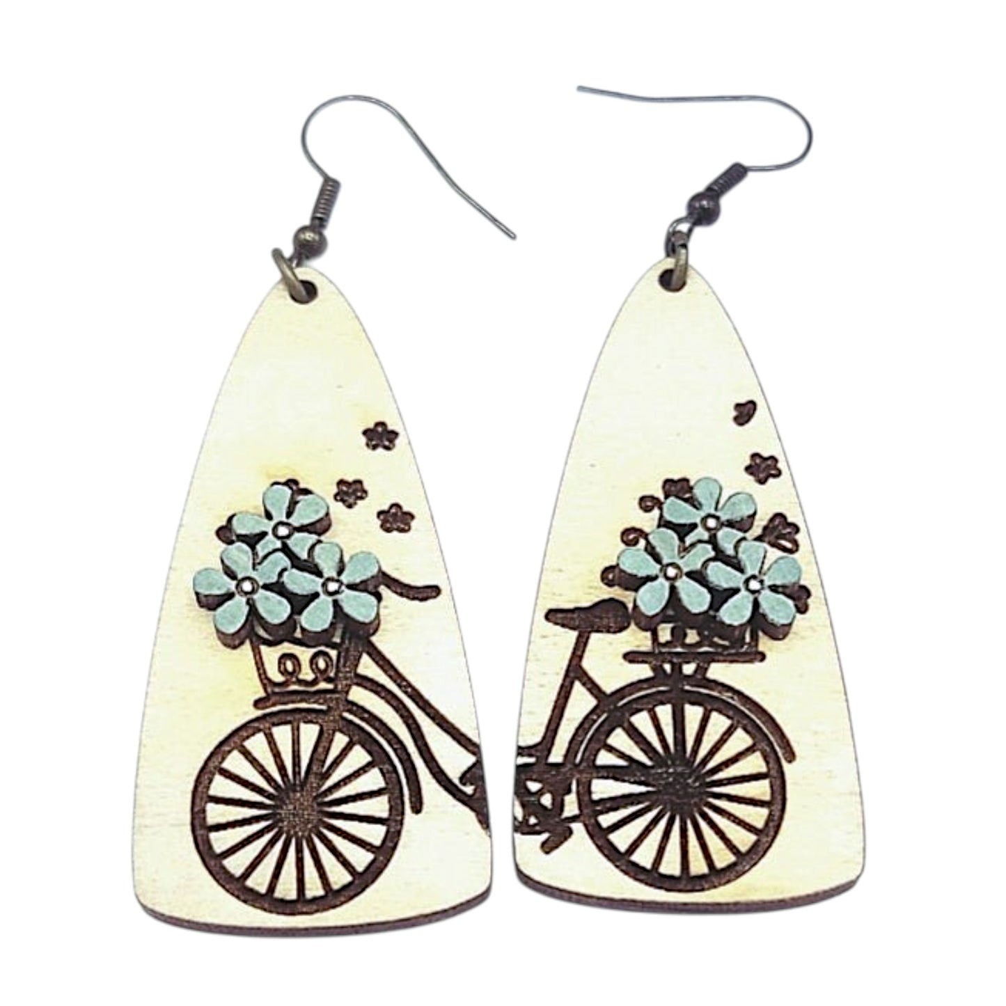 Floral bicycle delivery earrings
