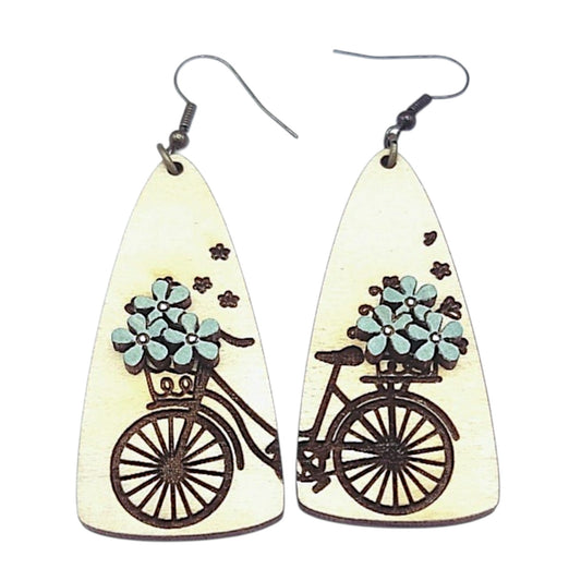 Floral bicycle delivery earrings