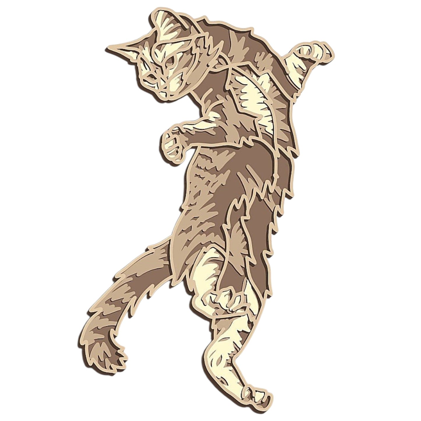 Kitten at play wooden layered wall art