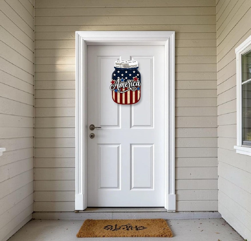 stars and stripes mason jar doorhanger