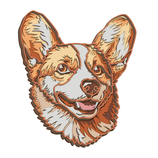 Corgi wooden layered wall art