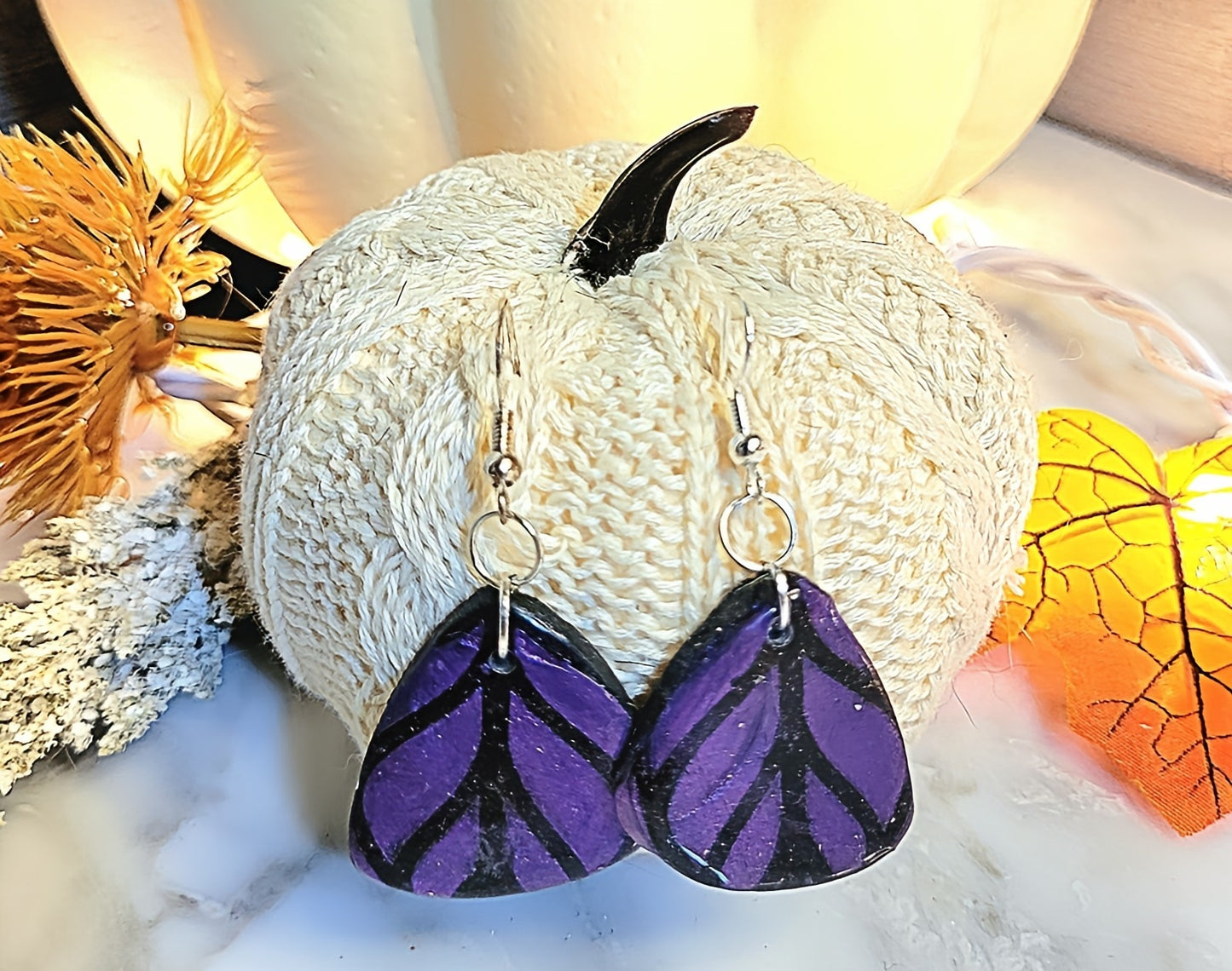 Midnight Monarch Wing dangle earrings