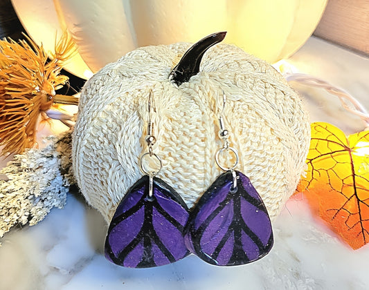 Midnight Monarch Wing dangle earrings