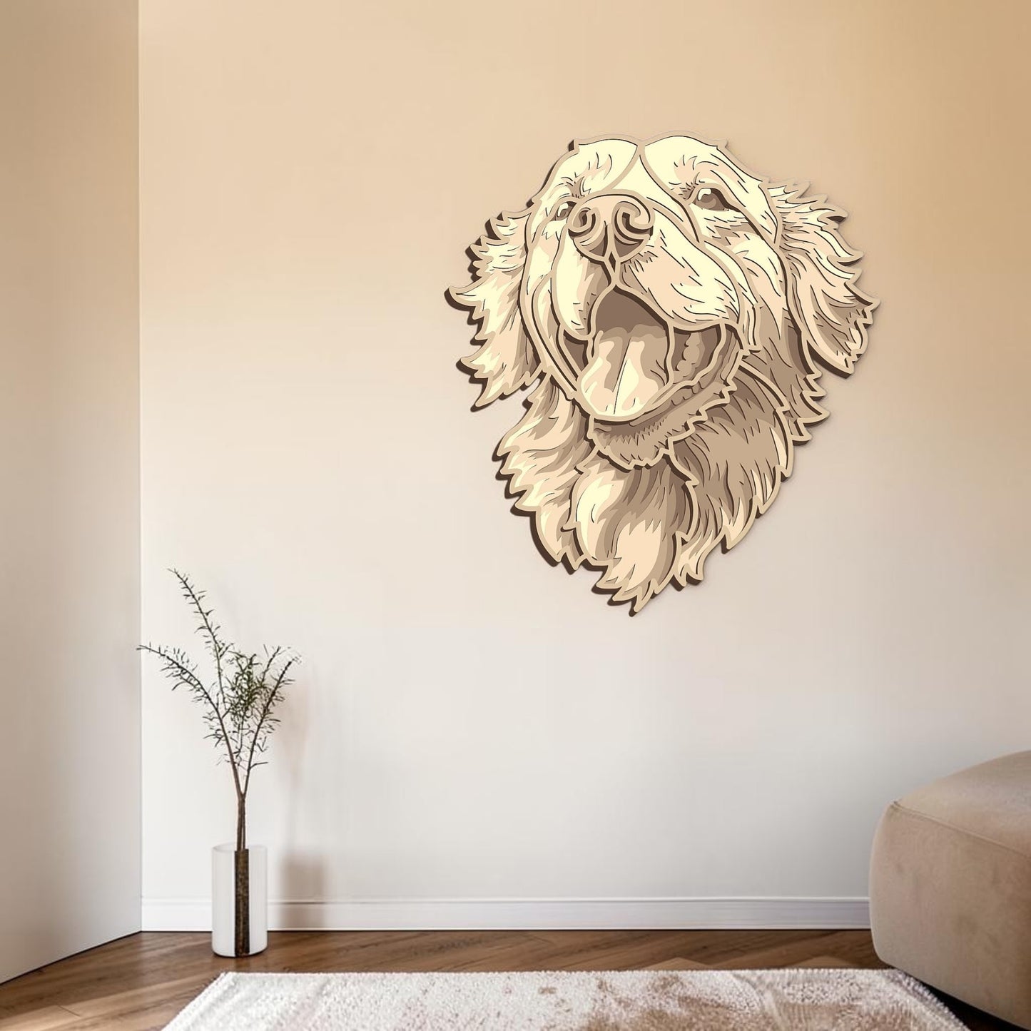 Golden Retriever wooden layered wall art