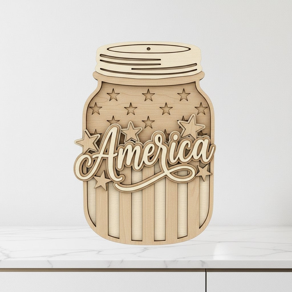 stars and stripes mason jar doorhanger