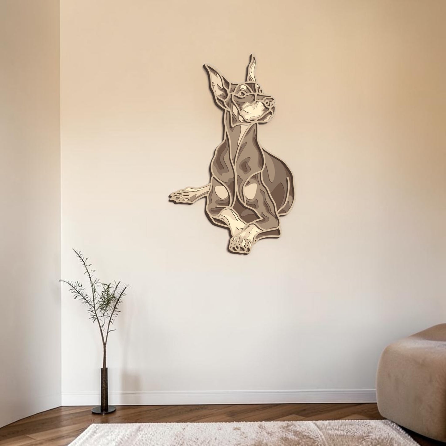 doberman pinscher layered wall art