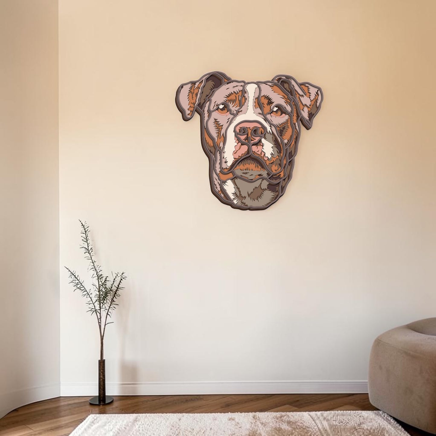 American Pittbull wooden layered wall art