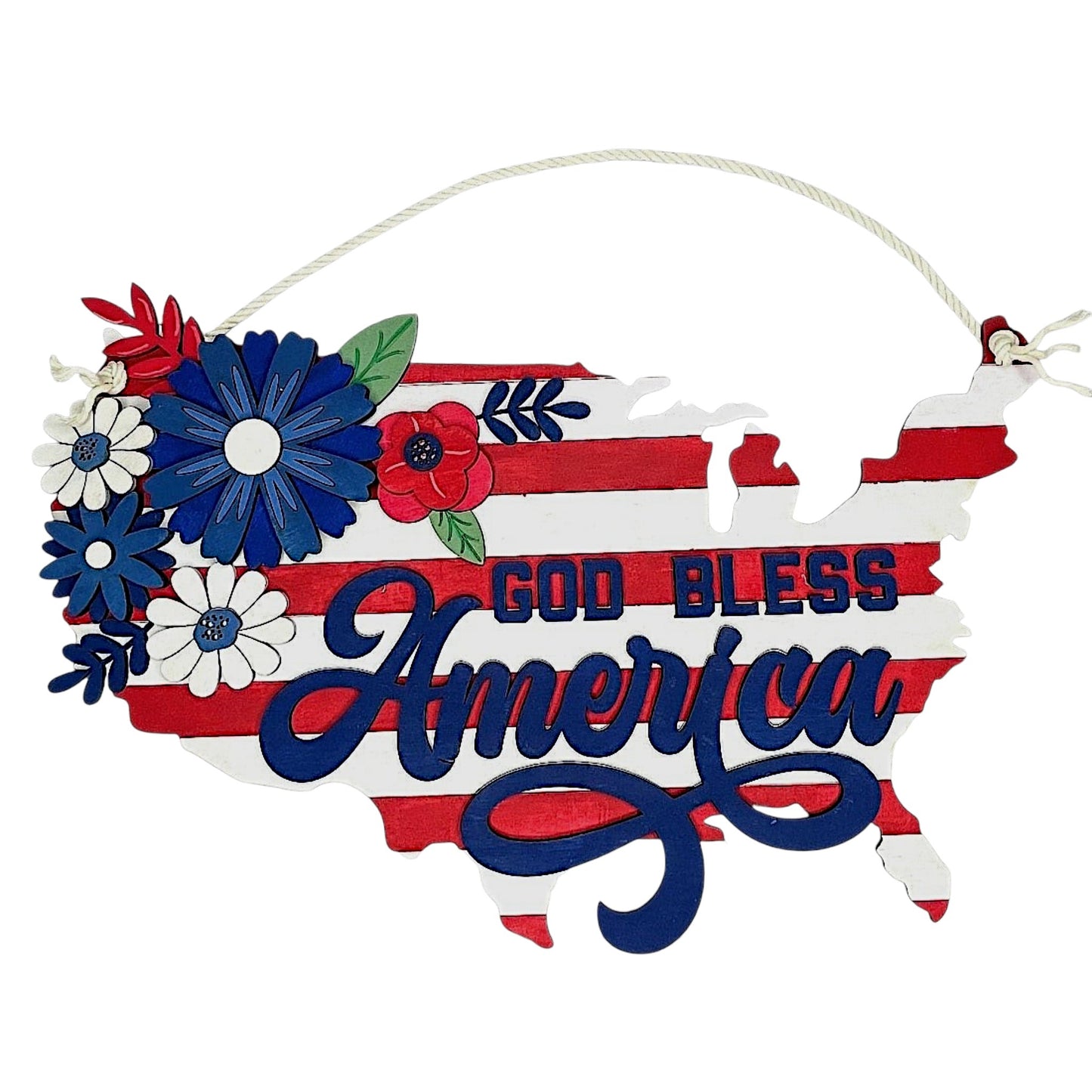 God bless America map doorhanger