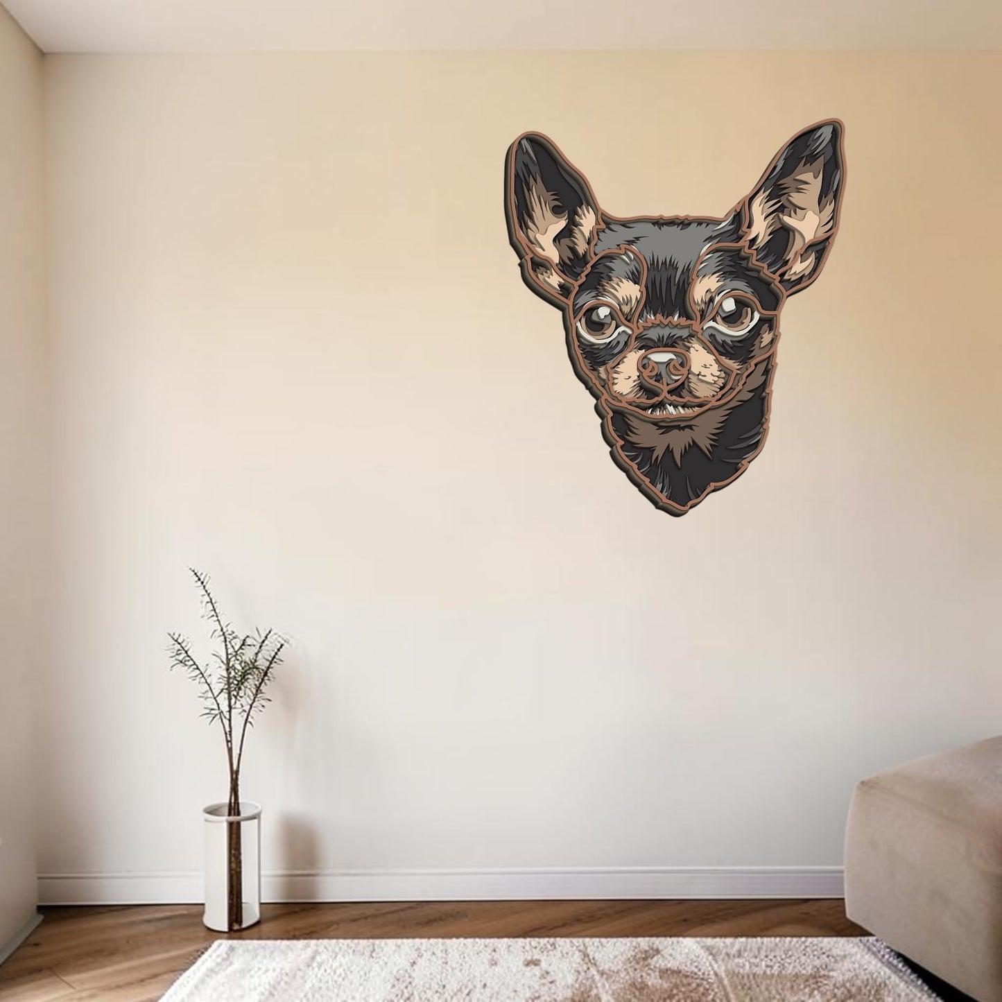 Chihuahua wooden layered wall art