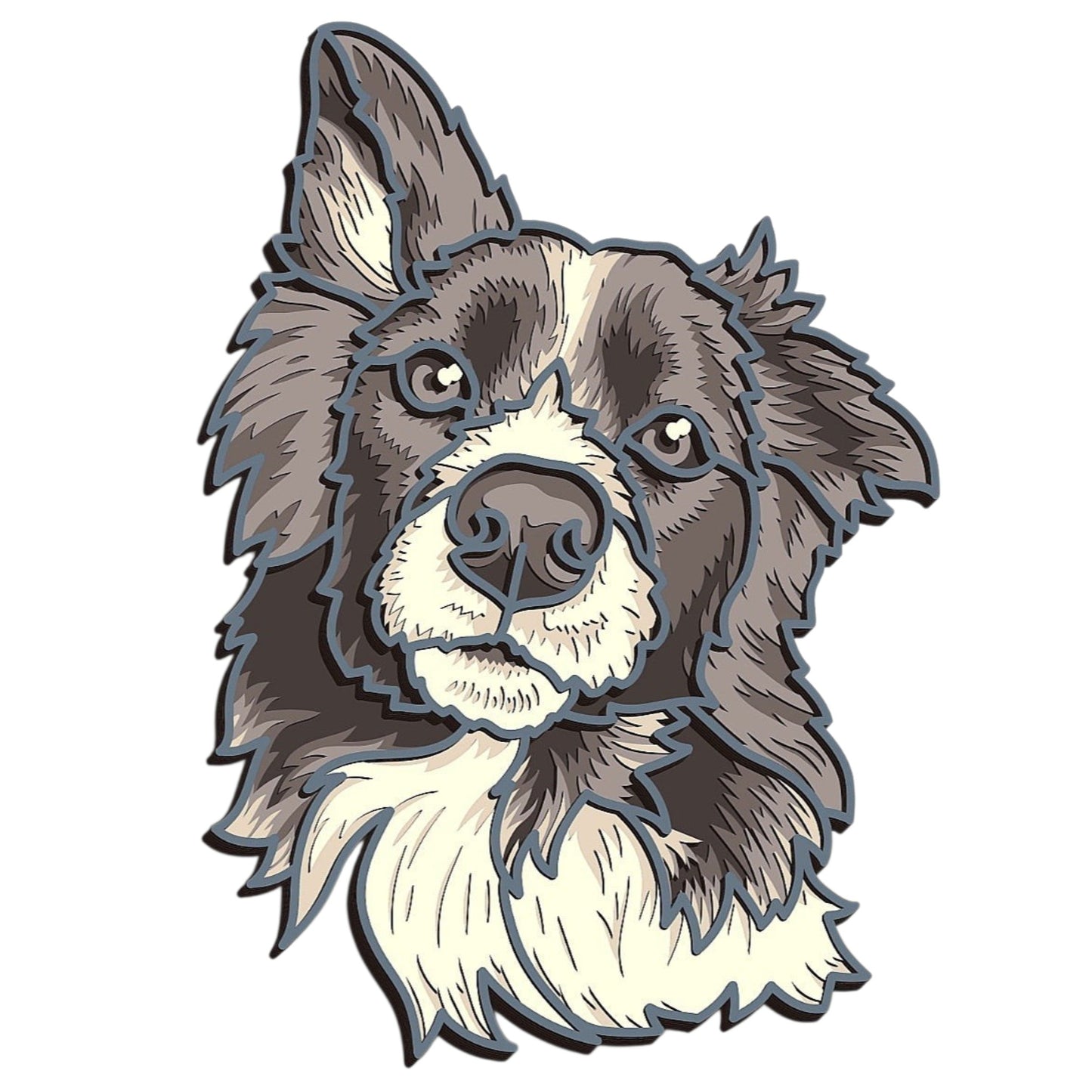 Boarder Collie wooden layered wall art