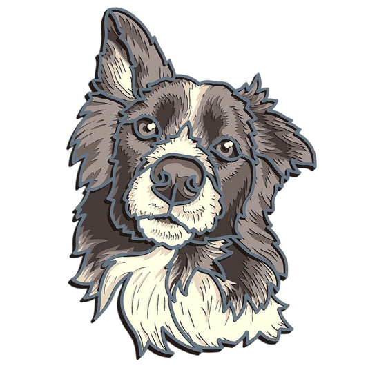 Boarder Collie wooden layered wall art