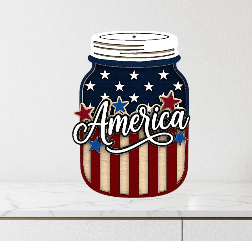stars and stripes mason jar doorhanger