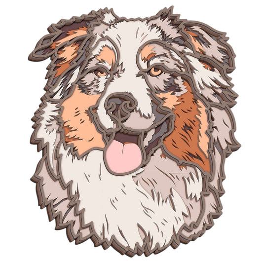 Australian Shepard wooden layered wallart