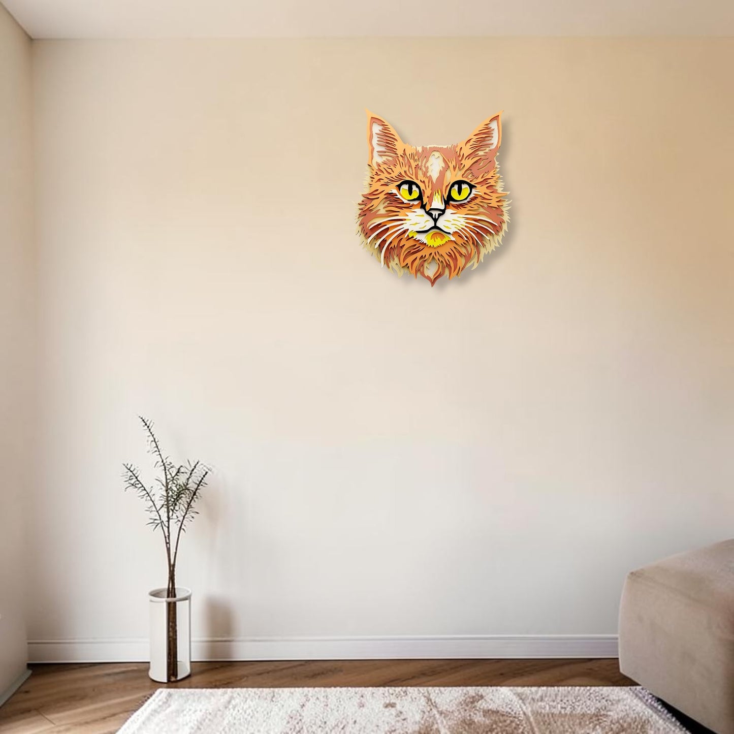Orange beauty wooden layered wall art