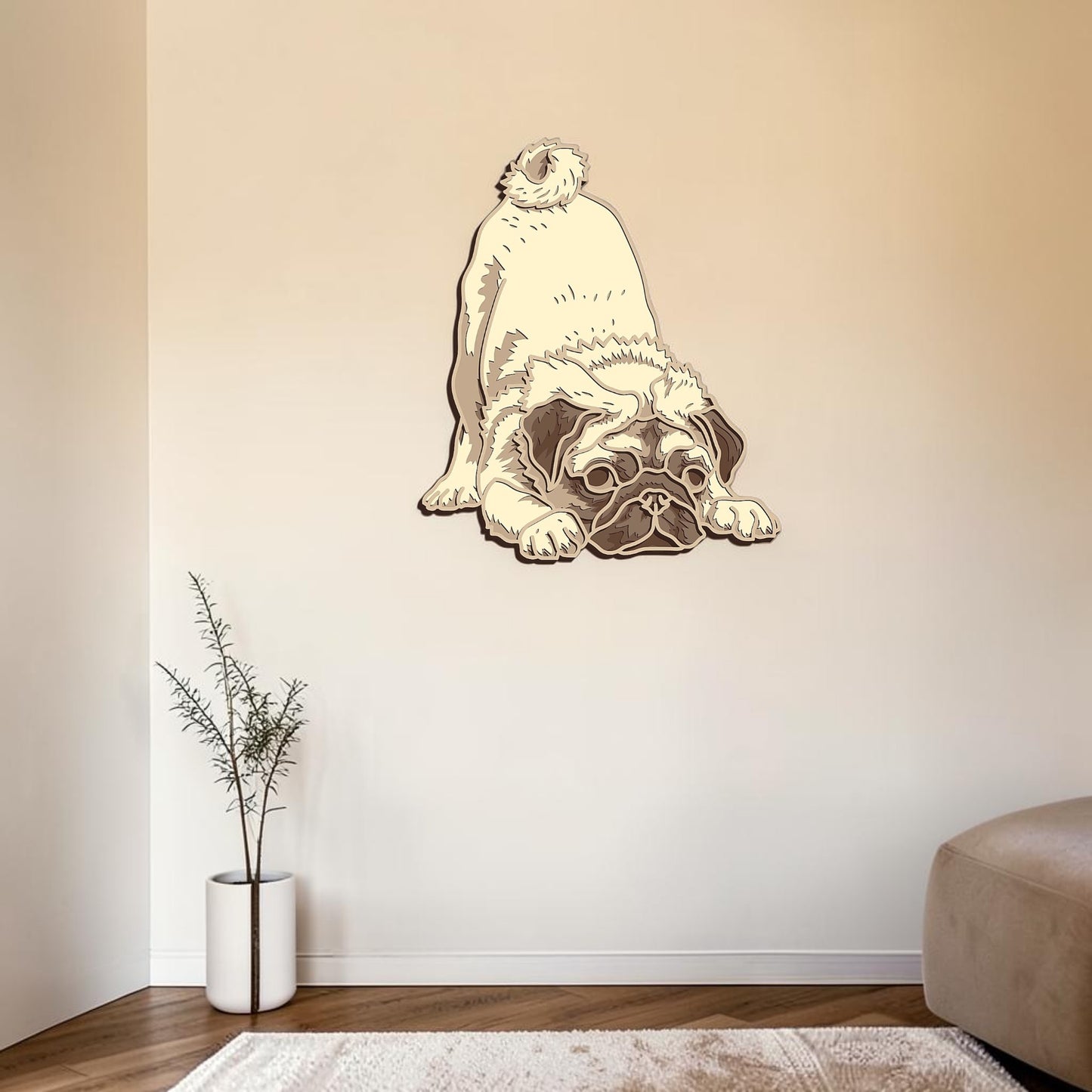 Pug layered wall art