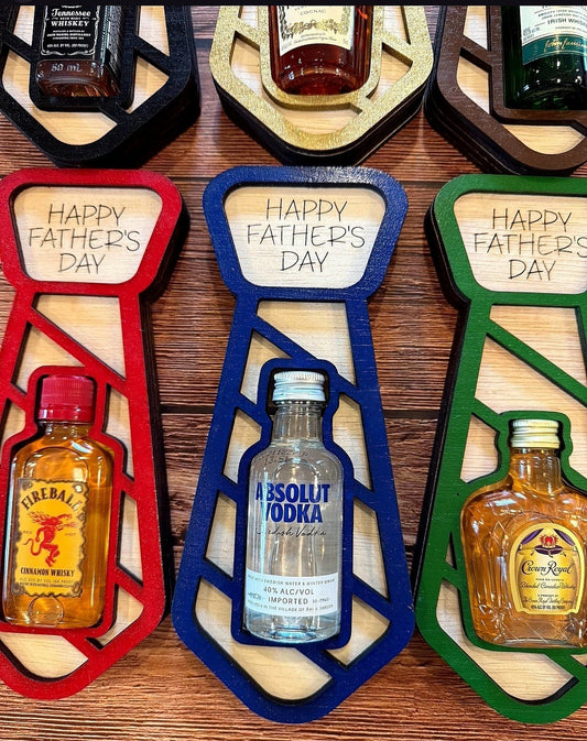 Mini bottle tie holder