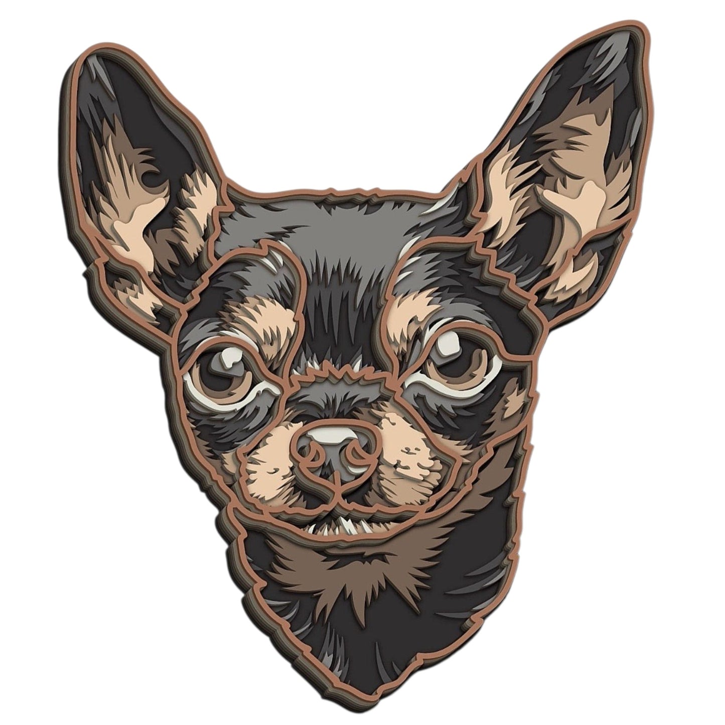 Chihuahua wooden layered wall art